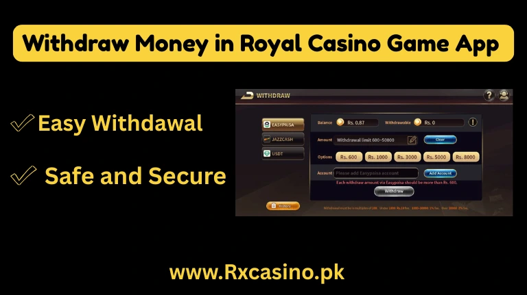 withdraw money from royal casino